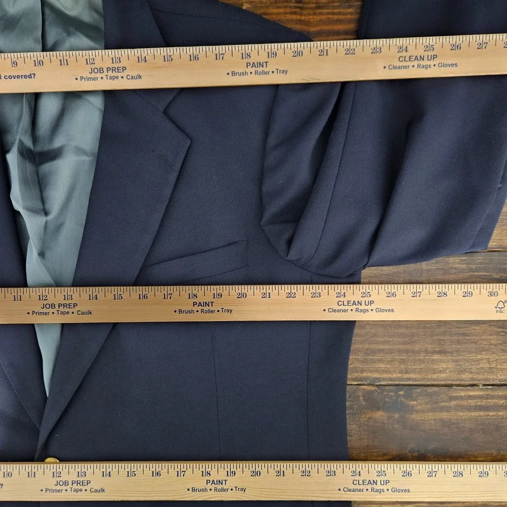 VTG Stafford Men's Sport Coat Blazer Two Button Navy Polyester Wool‎ 46L